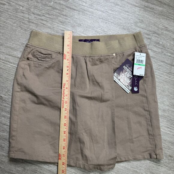 Gloria Vanderbilt Women's Tan Faux Wrap Skirt Skort Shorts NEW 8 Cotton Blend - Picture 6 of 8